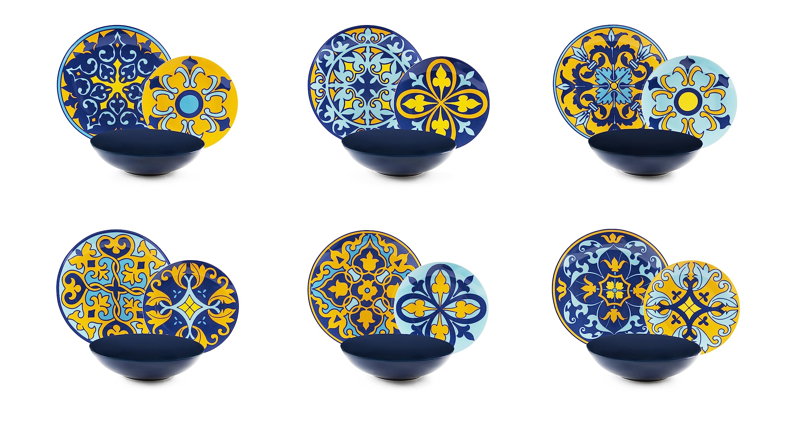 Sofia 18-Piece Dinner Set, Porcelain and Stoneware, Multi-Coloured Decoration, 6 People