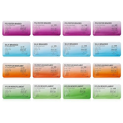 Miniatura 9 de Kit de Suturas Estériles Alcedo con Hilo y Aguja y Herramientas, Suministros de Emergencia de Campo de Primeros Auxilios, 16 Hilos Mixtos 0, 20, 30,