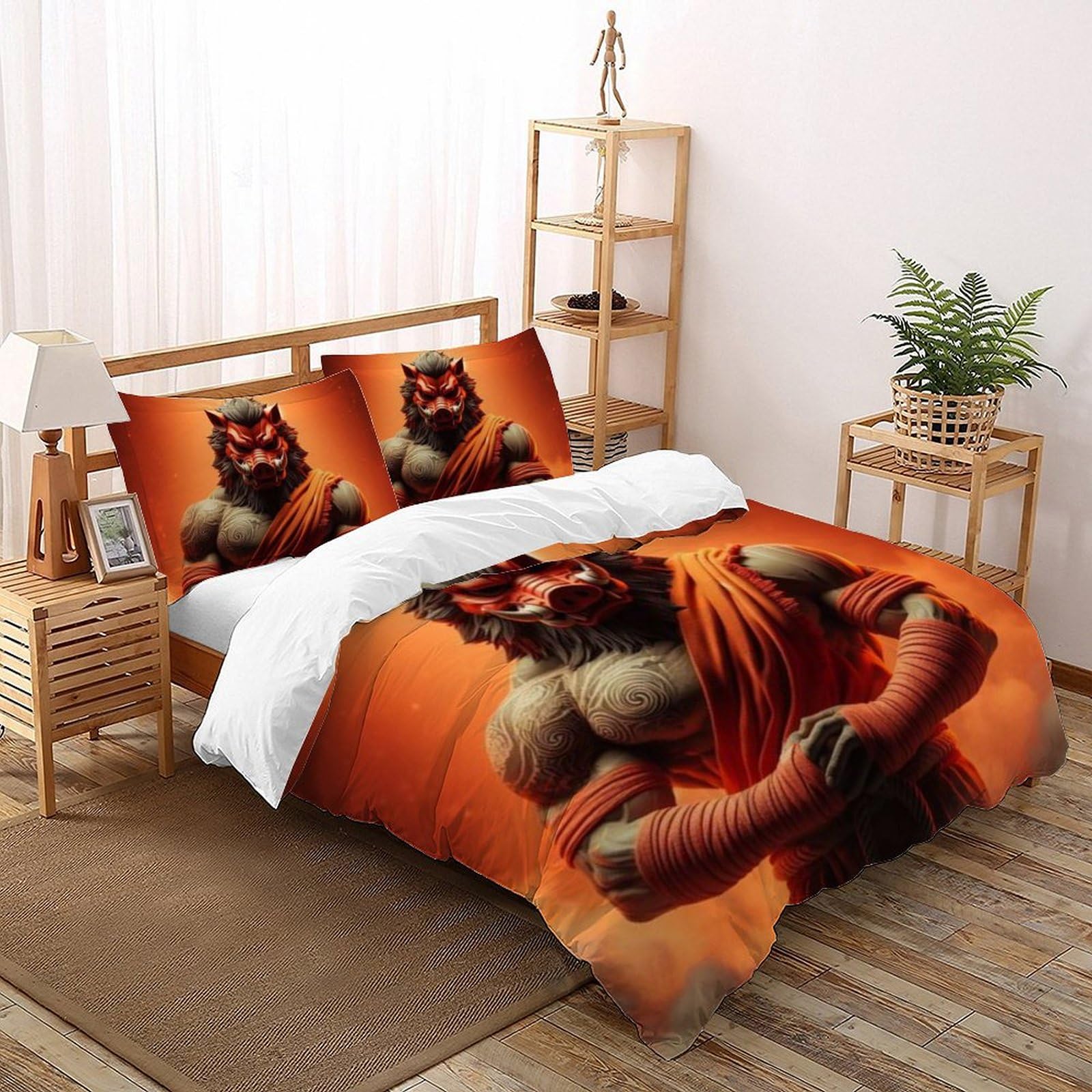 Housse de couette 220x240 animaux imprimé 3D avec taies d'oreiller pour grand lit King