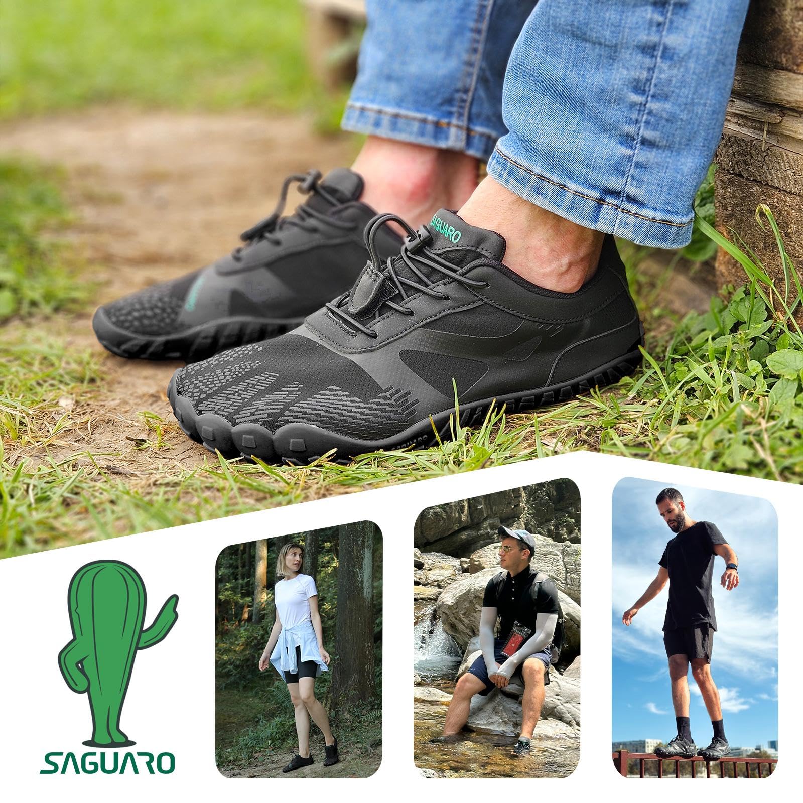 SAGUARO Scarpe Barefoot Minimaliste Uomo Donna - Scarpe Scogli Leggere Traspiranti Antiscivolo - con Padelle Larghe e Zero Gocce