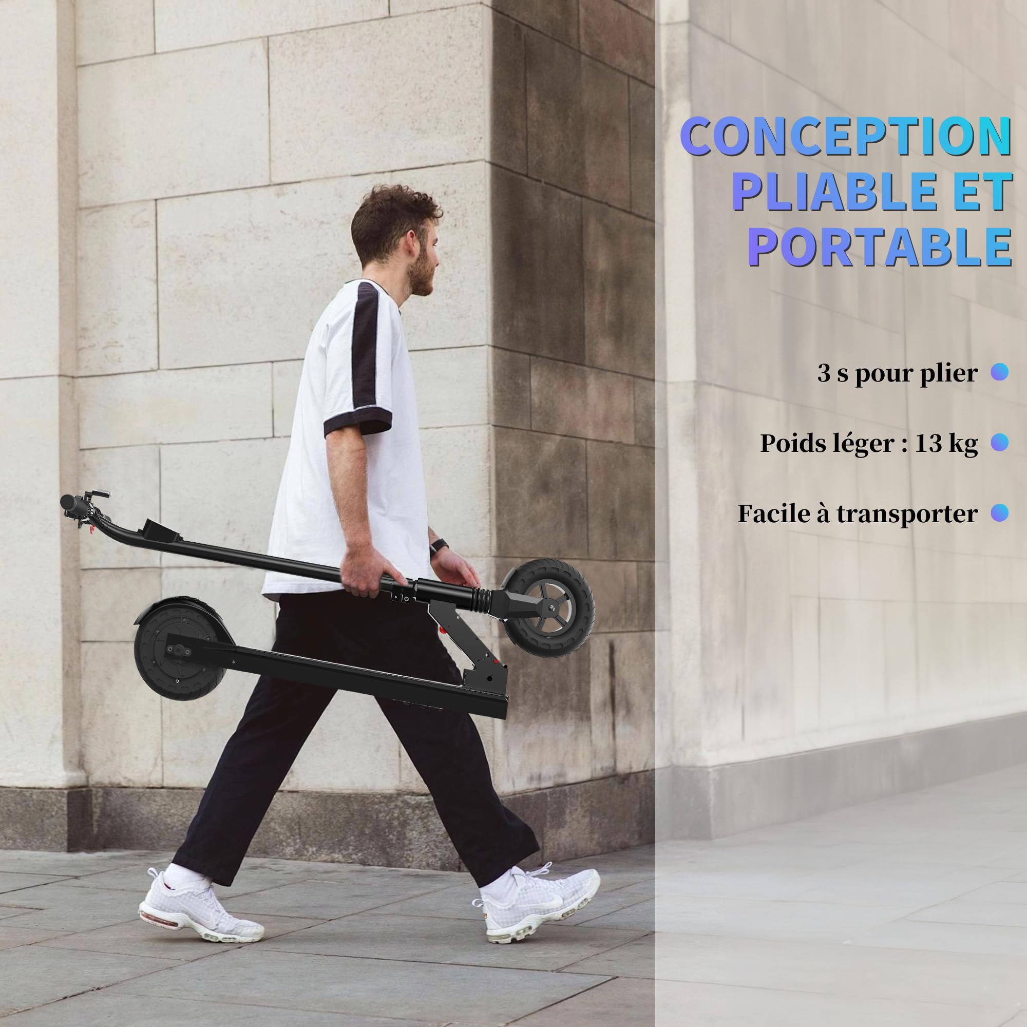 Trottinette Électrique pour Grandes Enfants & Adolescents | Moteur 250W | Vitesse Max 15.5 mph (25 km/h) | Frein à Pied Arrière | Pliable | Charge Max 220 lbs (100 kg)