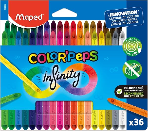Maped - 36 Crayons de Couleur Color'Peps Infinity - 100% Mine