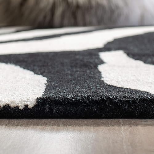 Miniatura 5 de SAFAVIEH Soho Collection SOH717A - Alfombra de lana de primera calidad hecha a mano, 5 x 8 pies, color blanco y negro