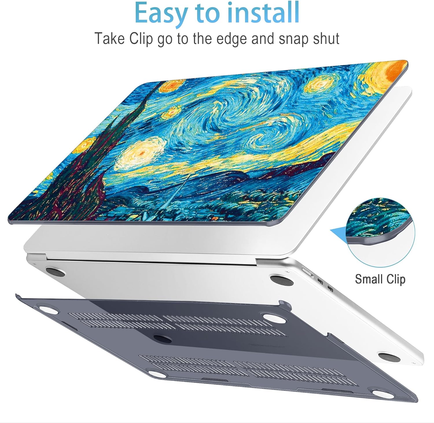 Mektron for 2025 M4 MacBook Air 13.6 Inch A3240 Case Fits 2023 A2681 M2 2024 A3113 M3 Chip with Liquid Retina Display, Printed Plastic Hard Shell Cover for MacBook Air 13.6", Abstract Starry Sky - Image 4