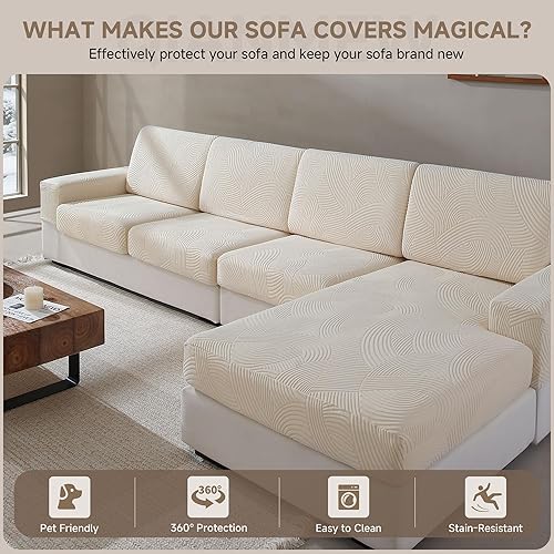 Miniatura 5 de Fundas de cojín para sofá seccional y en forma de L, fundas elásticas y suaves para sofá, lavables y resistentes al desgaste, protector de muebles