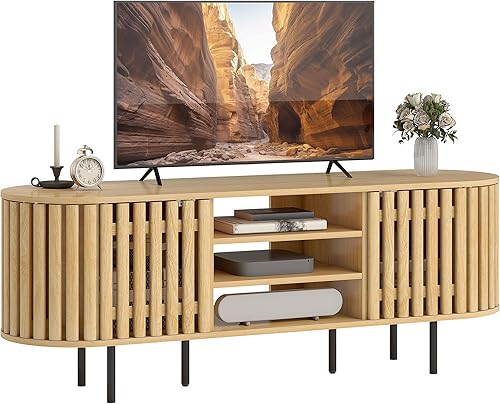HOMCOM Meuble TV Chêne Lancelot 140cm