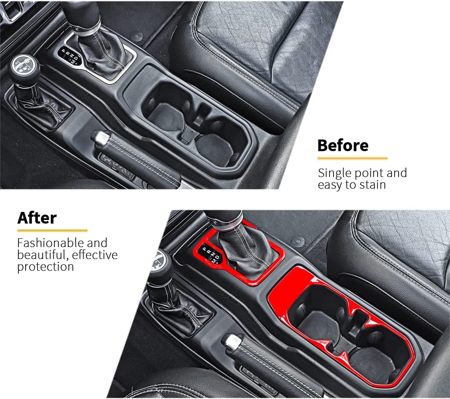 Front Water Cup Holder Cover Center Console Drink Cup Holder Gear Shift Panel Frame Trim for Jeep Wrangler JL Gladiator JT 2018-2025 Car Interior Accessories (Red)