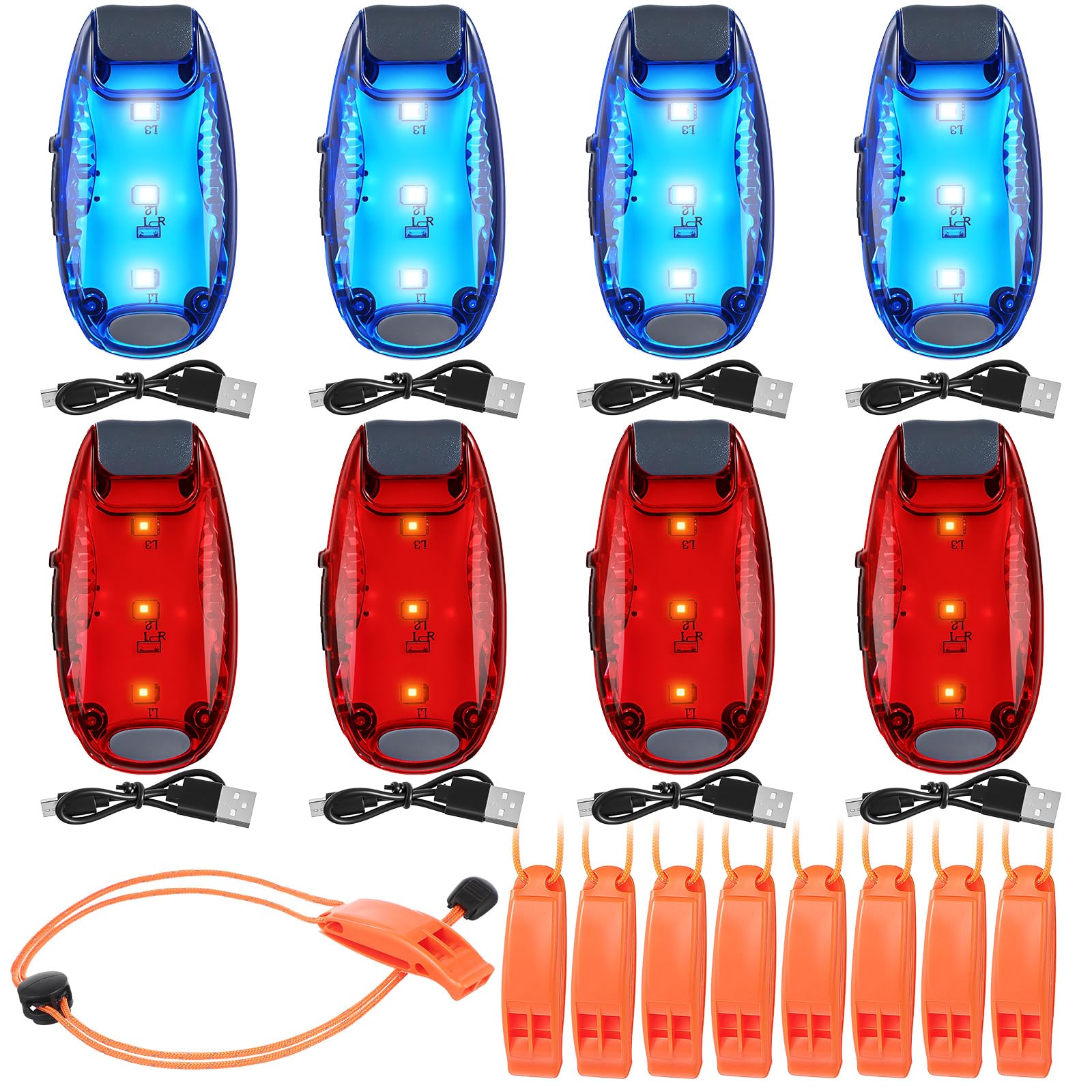 Tellegloww 16 Pcs Navigation Lights for Kayak Boat Include 8 Red Green LED Battery Safety Night Lights with 3 Type Flashing Mode Easy Clip On and 8