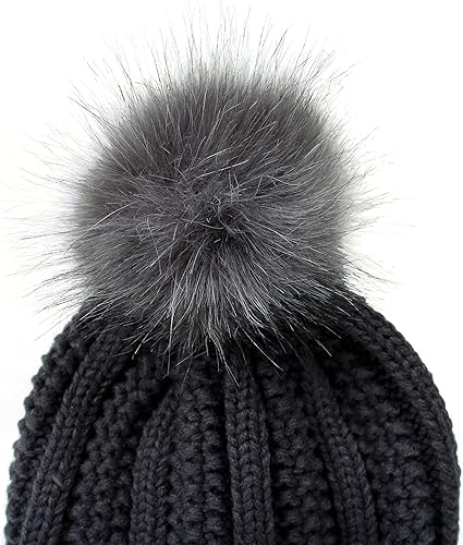 Miniatura 3 de Gorro unisex de punto de pompón sintético para esquí al aire libre cálido suave transpirable elástico para hombre y mujer