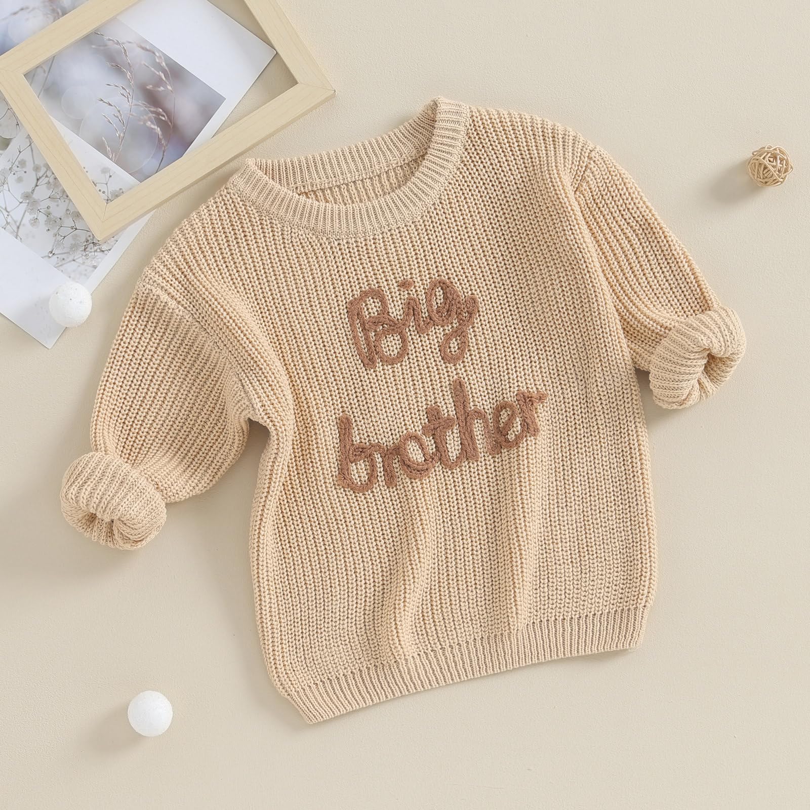 L&ieserram Maglione lavorato a maglia per neonati e bambini, a maniche lunghe, abbigliamento casual per fratello, adatto per autunno e inverno, 0-5 anni