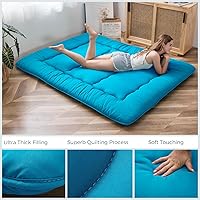 Vista 4 de Colchón de piso japonés, colchón tipo futón, colchón de tatami grueso, plegable, enrollable, colchoneta para niños y niñas, para dormitorio