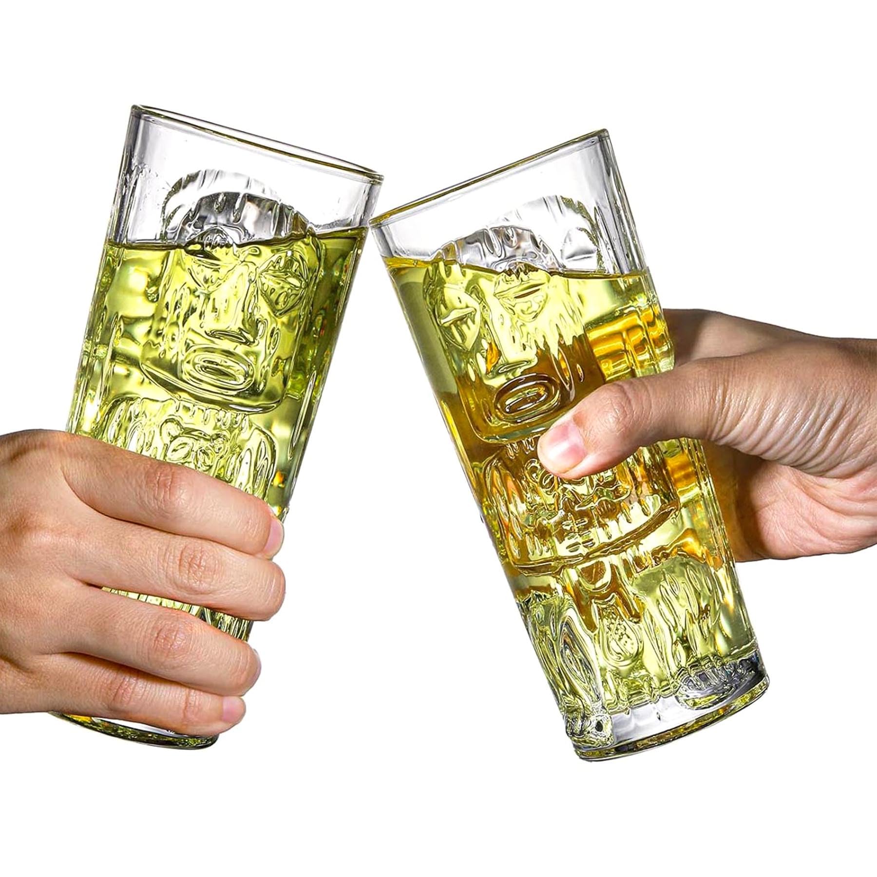 Tiki Lot de 6 verres highball de 414 ml pour cocktails, verres tropicaux transparents modernes – Verres mixtes pour bar hawaïen, fête, thé glacé