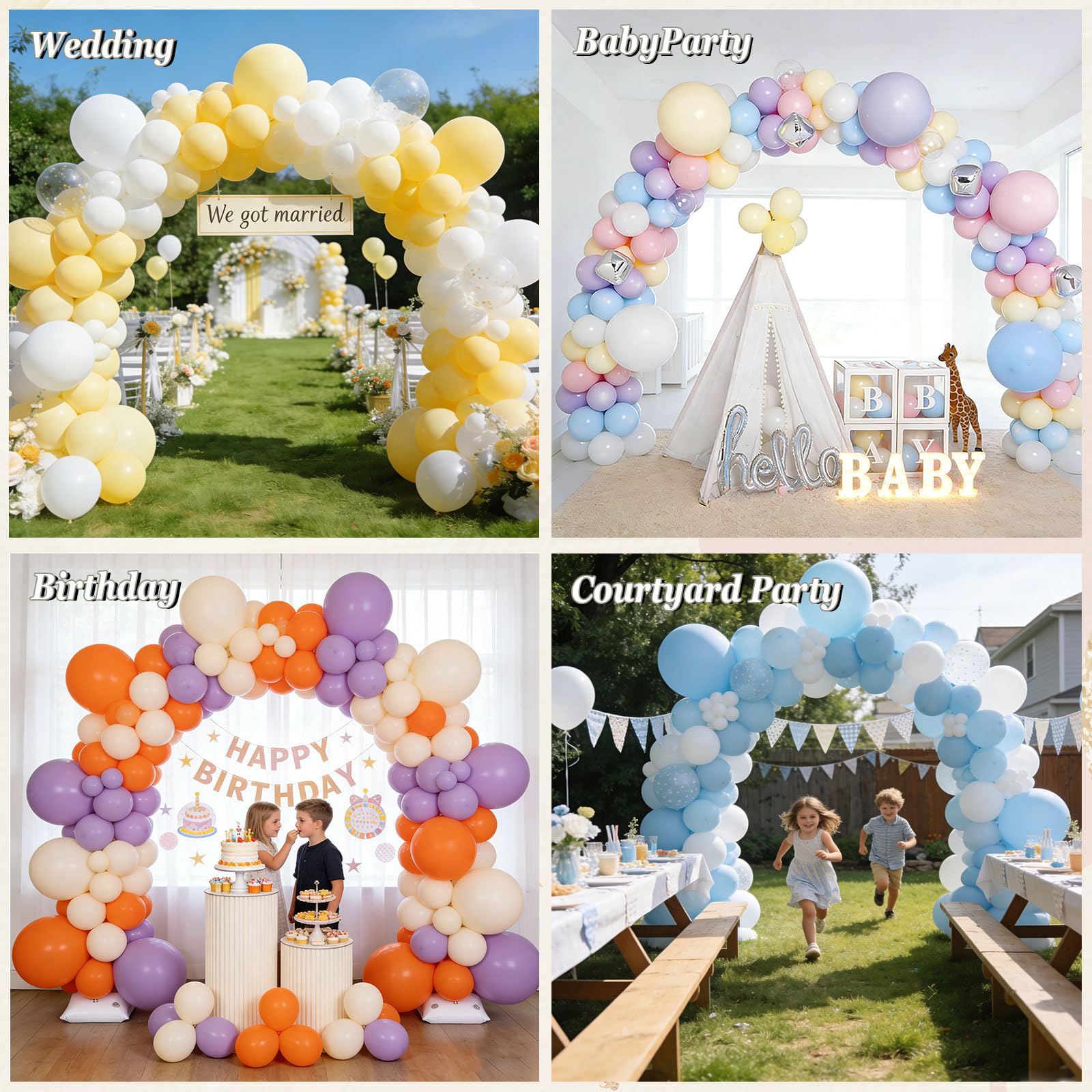 PlusFive Kit per arco per palloncini, altezza 20.5 m e larghezza 10.5 m, set di supporto regolabile con base riempibile ad acqua, per decorazioni per matrimoni, feste di compleanno