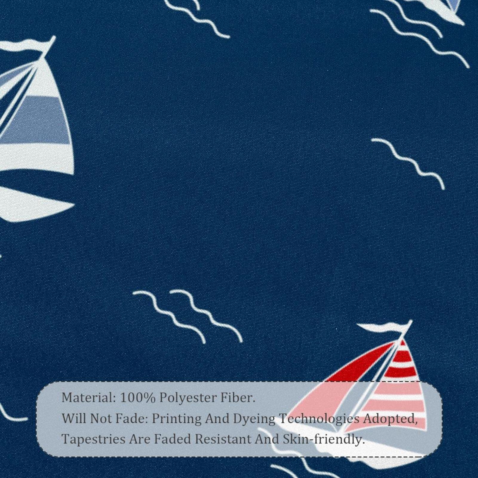 Arazzo Da Parete Mare E Barca A Vela – 150x119 Cm, Morbido Pelle Di Pesca, Con Ganci Per Installazione Facile