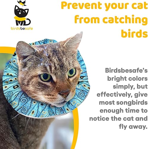 Miniatura 2 de Birdsbesafe® Funda para collar de gato – Collar de gato con advertencia de pájaros, científicamente probado para ayudar a evitar que tu gato atrape