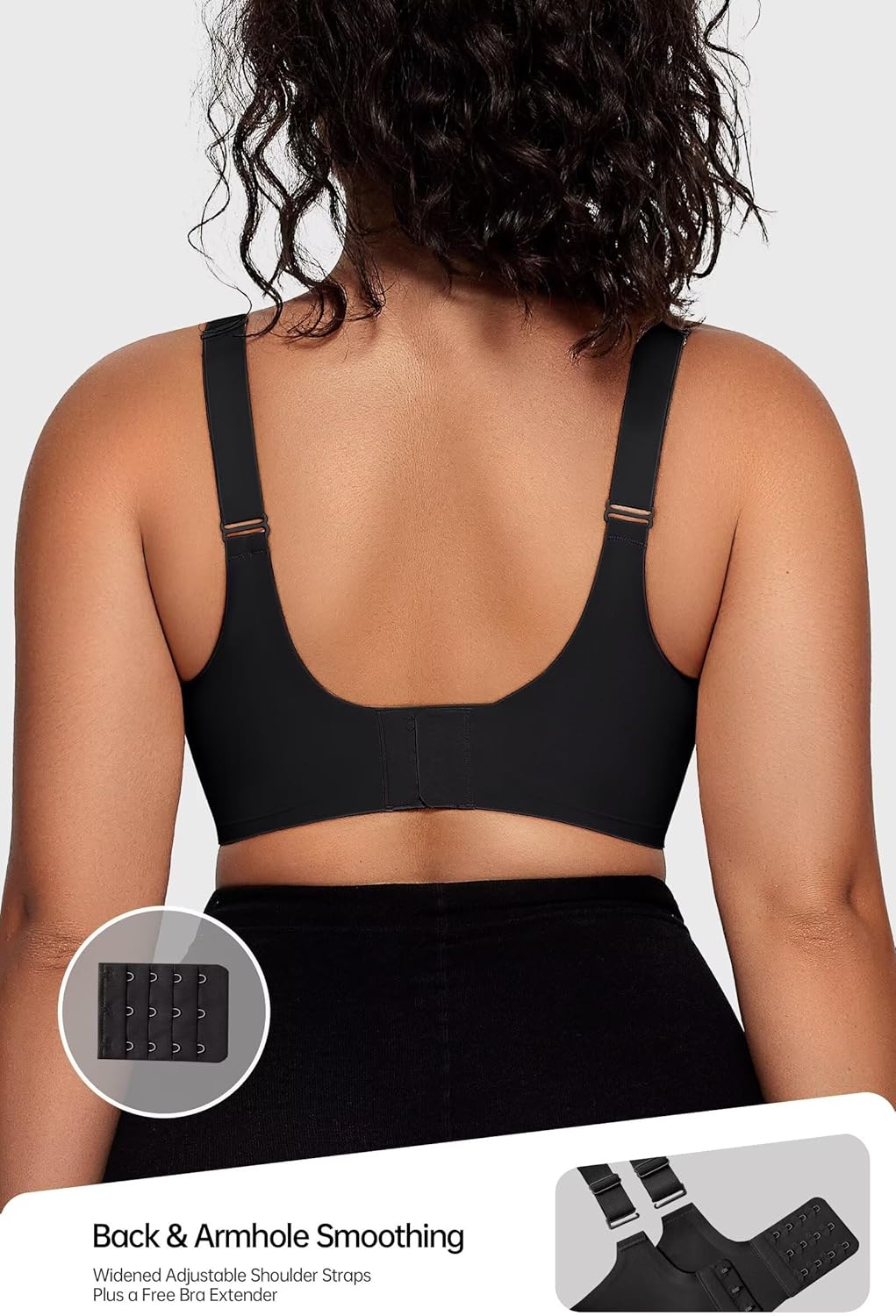 Vertvie Women's Wireless Bra Crossover Mesh Supportive Bras Full Coverage Seamless Smoothing Comfortable T-Shirt Bra(Black,XX-Large) - Image 3