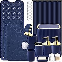 Vista 69 de Bathroom Accessories Set - 25PC Bathroom Sets with Shower Curtain and Rugs, Orange Bathroom Accessories with Trash Can, Soap Dispenser, Soap Dish &