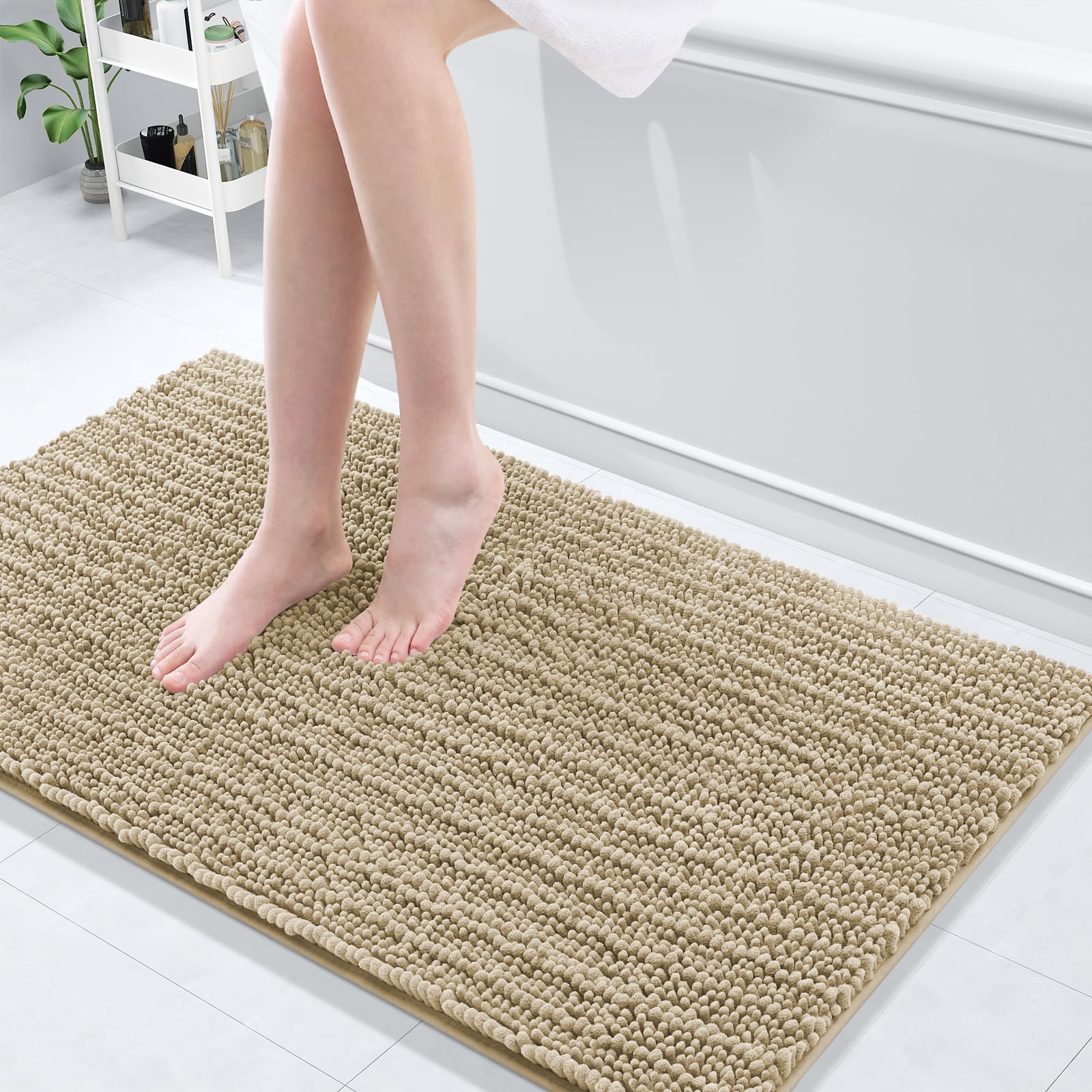 Arotive Luxury Chenille Bathroom Rug Mat, Extra Soft Thick Absorbent Shaggy Bath Rugs, Non-Slip Machine Wash Dry, Plush Bath Mats for Bathroom, Shower