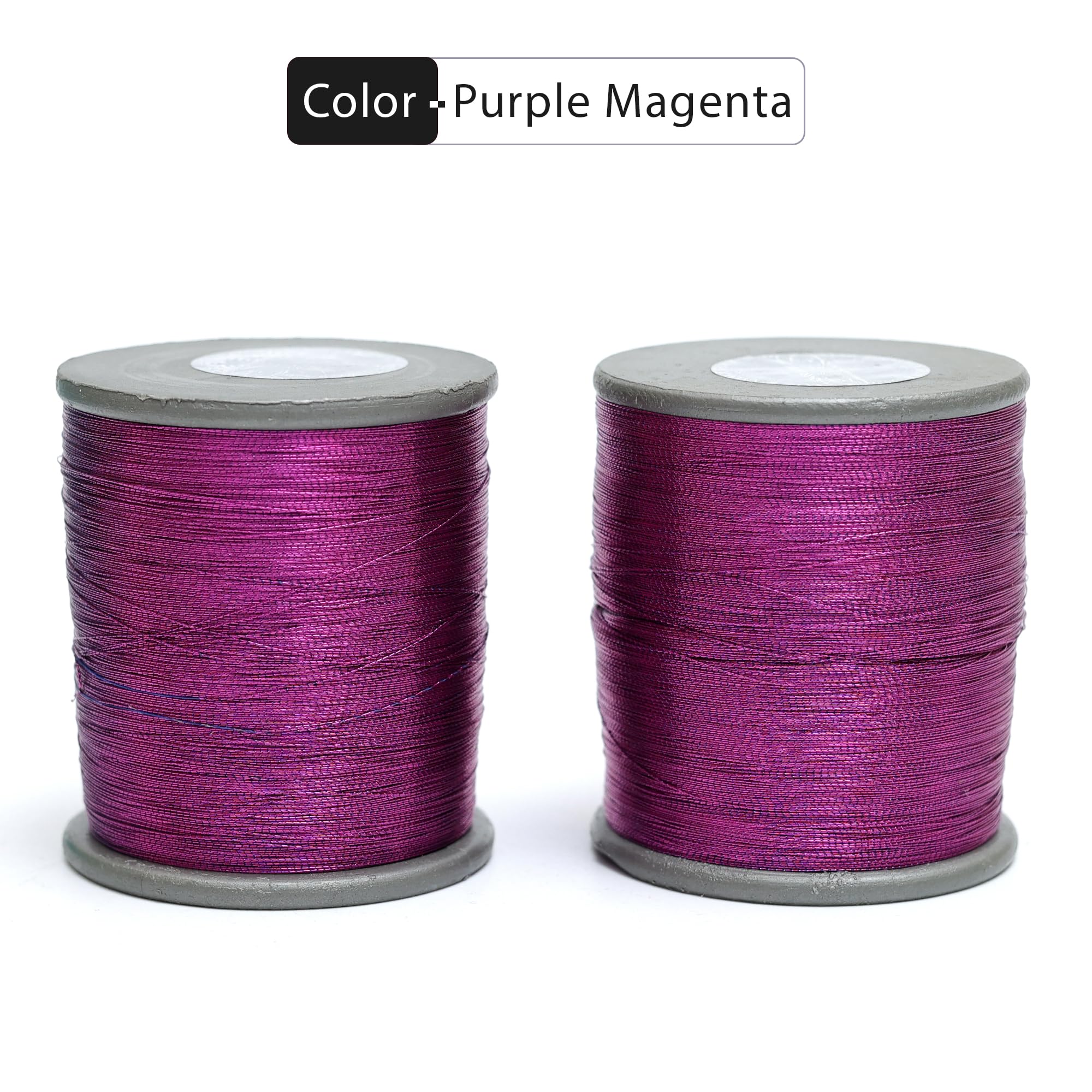 Embroiderymaterial Metallic Zari Thread for Embroidery, Sewing and Jewelry Making, Purple Magenta Color, 0.1MM(Pack of 2 Roll) 1