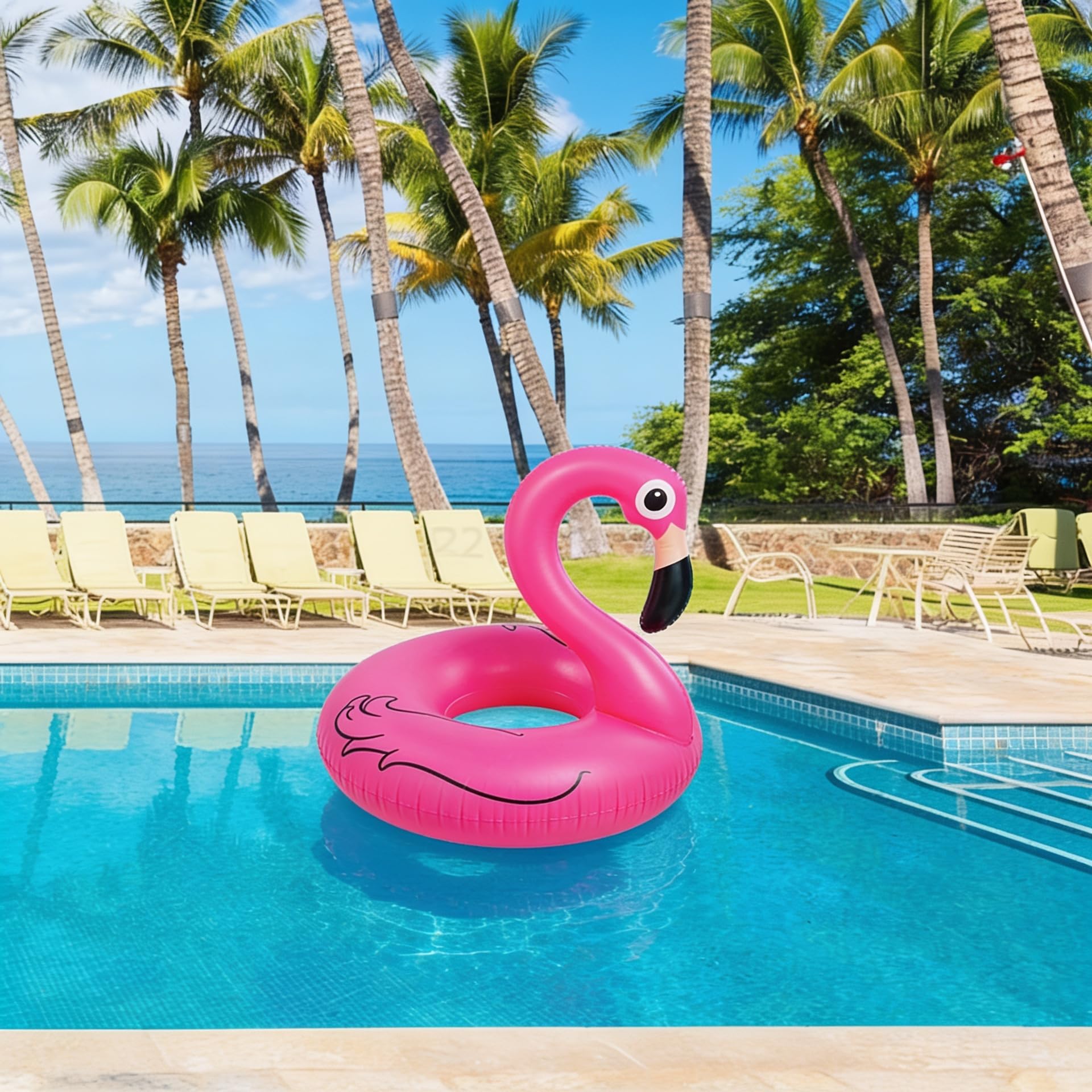 Dmuchane Koło do Pływania Flaming Różowe PVC 90 cm | Dla Dzieci i Dorosłych, Średnica 90 cm, Trwały PVC, Basen, Plaża, Jezioro, Wewnętrzna Śr. 75 cm