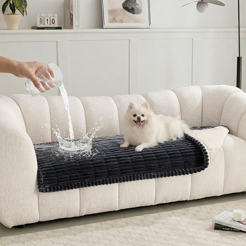 Sofa Covers for Dogs Washable, Non Slip Couch Covers, Soft Fuzzy Sofa Covers for Pets, Dog Bed Protector (Dark Grey, 29"x59")