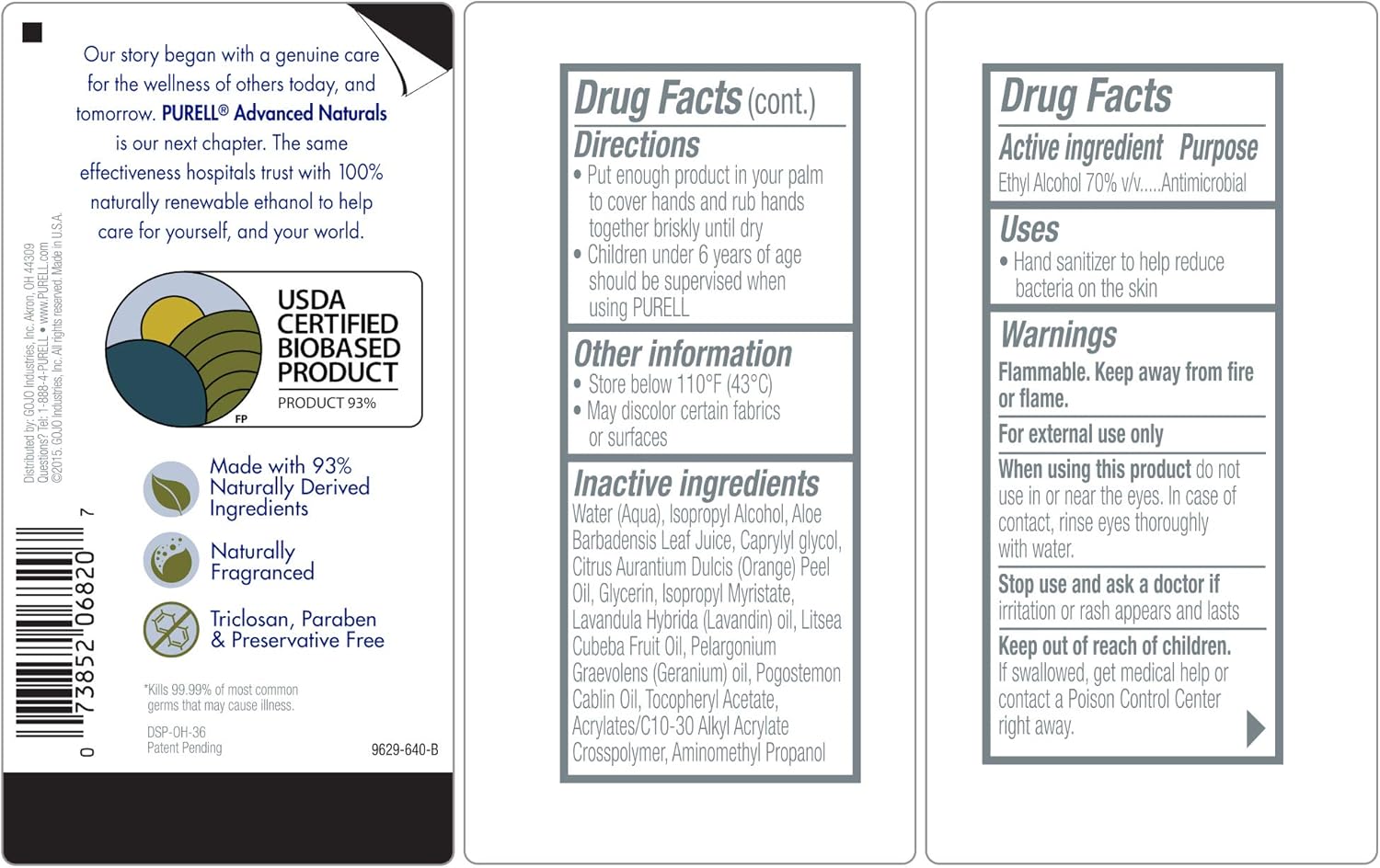 PURELL Naturals Advanced Hand Sanitizer - Hand Sanitizer Gel with Essentails Oils, 12 fl oz Bottle (Case of 12) - 9629-12 Pack of 12