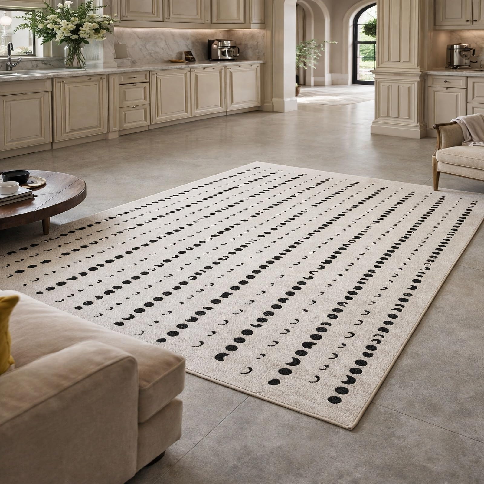 Tapis de salon lavable et antidérapant grand format pour un entretien facile