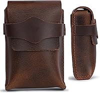 Vista 1 de Brown Leather Playing Card Case Protector Fits Poker & Bridge Size Cards - Handmade Full-Grain Leather Playing Cards Holder Storage Box - Playing
