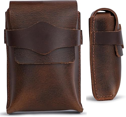 Funda protectora de cuero marrón para cartas de póquer y puente, hecha a mano, de cuero de grano completo, caja de almacenamiento de cartas, estuche