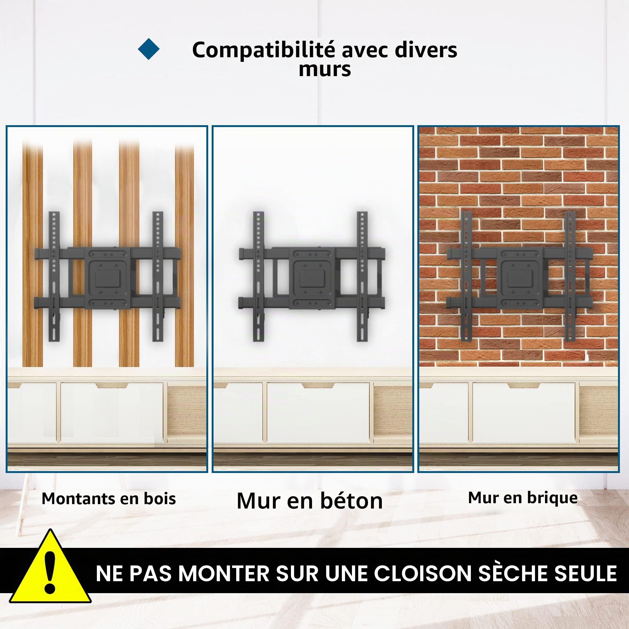 BONTEC Support Mural TV Pivotant Inclinable, Bras Articulé Extra Long 850mm, Compatible Écrans LCD/LED/OLED 32-70 Pouces jusqu'à 60 kg, Max VESA 400x400mm, Support TV Mural Orientable