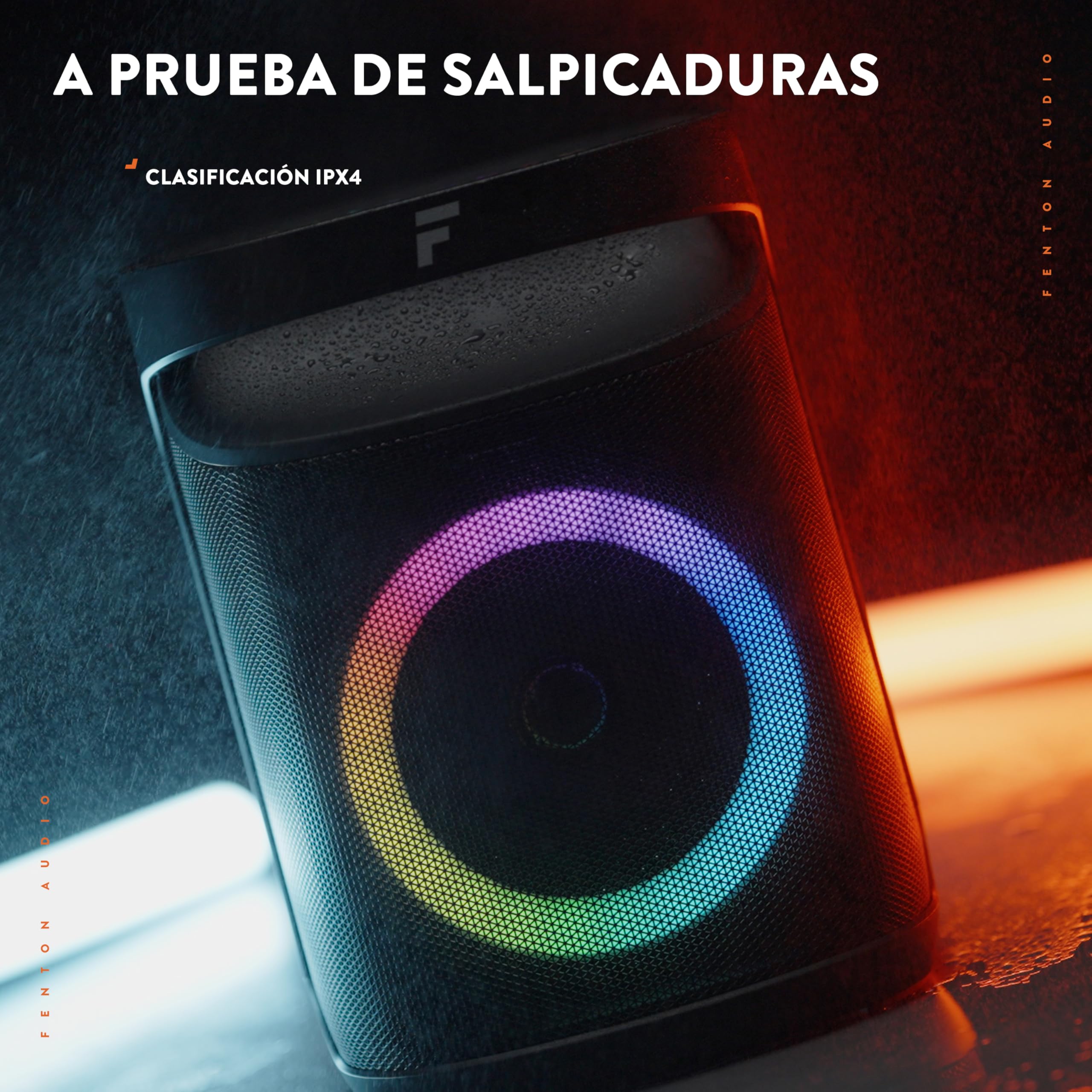 Fenton Pulse65 – Altavoz Bluetooth portátil 140W con microfono inalámbrico, batería 12h, IPX4, USB, microSD, Altavoz portatil Potente Exterior Karaoke Machine Speakers con LED, Color Negro