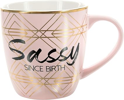 Pavilion Gift Company Pink 17oz Sassy Since Birth Gold Birthday Coffee Cup Mug