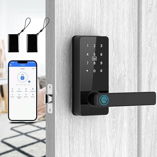 KPP - Cerraduras inteligentes para puerta delantera, cerradura de puerta de entrada sin llave con asa, cerradura de puerta de huellas dactilares,