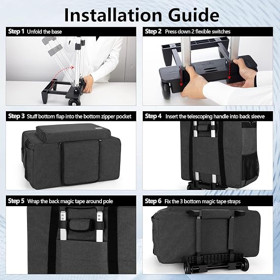 CURMIO Reisetasche für Desktop Computer PC Gehäuse Tasche mit Abnehmbarem Trolley Tragetasche für Tower PC Tastatur Kabel und Maus (Keine Zubehör Enthalten) Schwarz