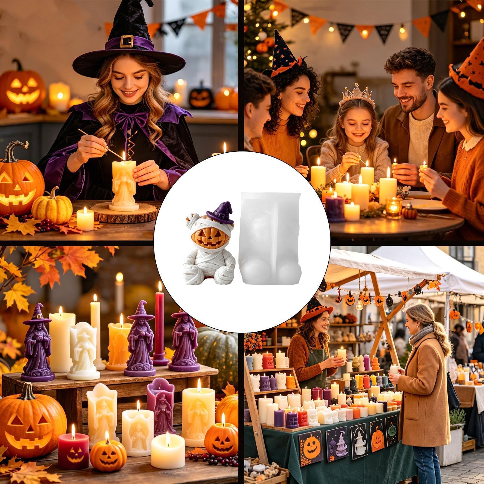 Stampi in silicone per Halloween, facili da rimuovere, a forma di zucca 3D, antiaderenti, ideali per candele, saponi, resina, prodotti da forno, strumento flessibile per la casa e la panetteria