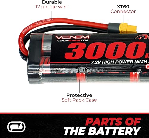Miniatura 5 de Venom - Batería NiMH de 6 celdas de 72 V 3000 mAh con enchufe universal