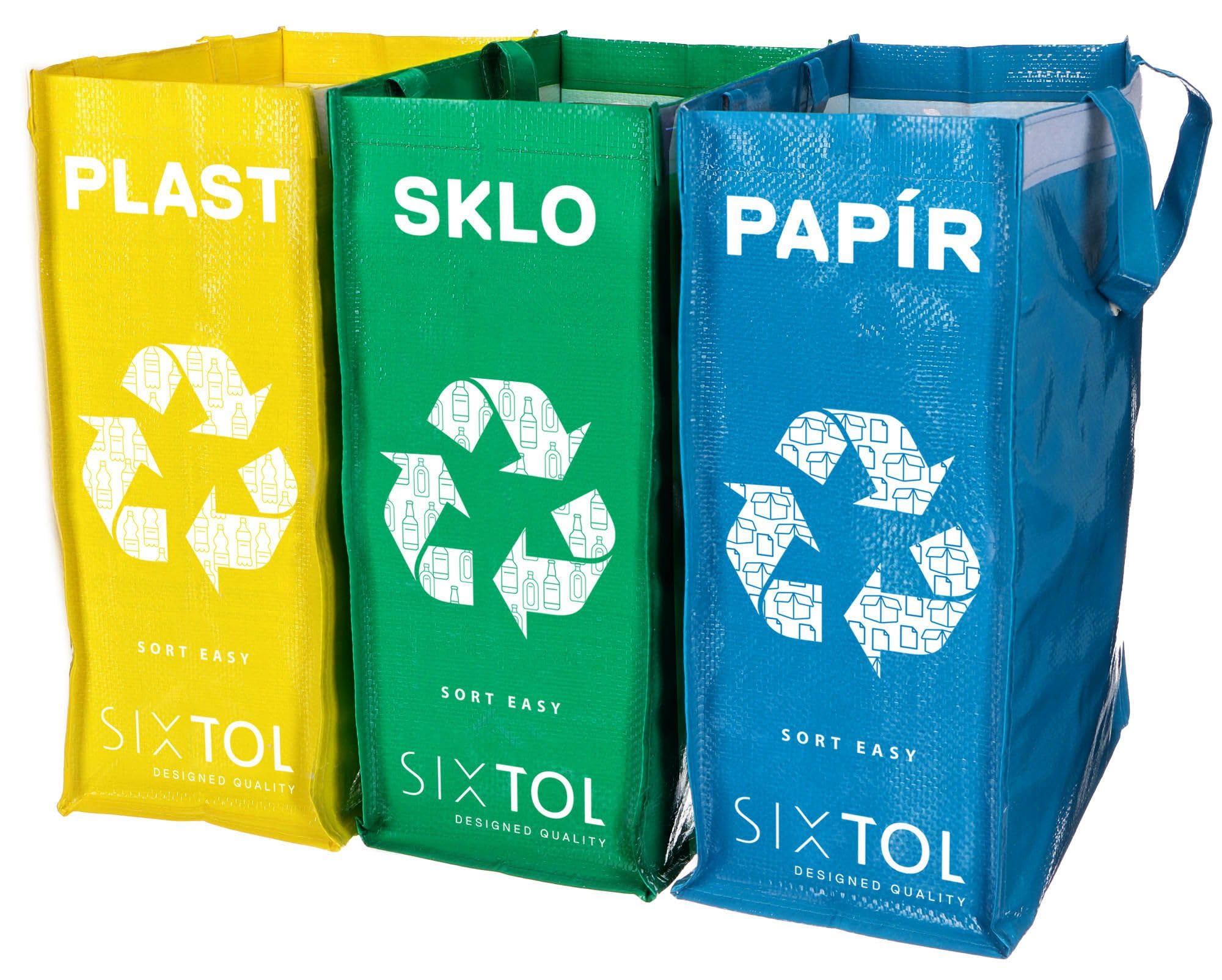 Ensemble de 3 sacs pour tri sélectif 3x22L Compact lavable SORT EASY 3 SLIM