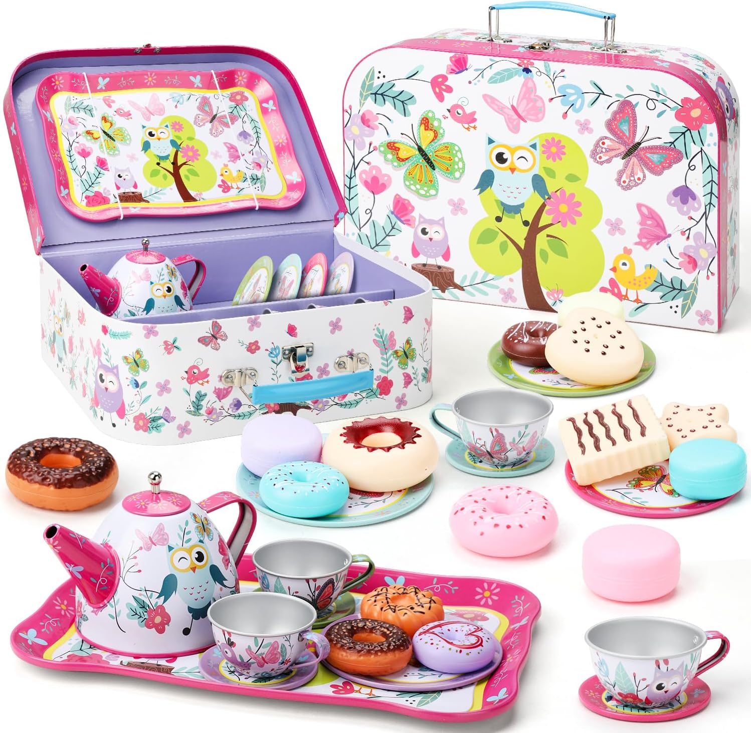 Premium Tea Party Set for Toddlers 3–6 – Durable Toy Tea Set for Sweet Family Tea Time, Cute Pretend Play Kitchen Toy with Desserts & Carrying Case, Birthday