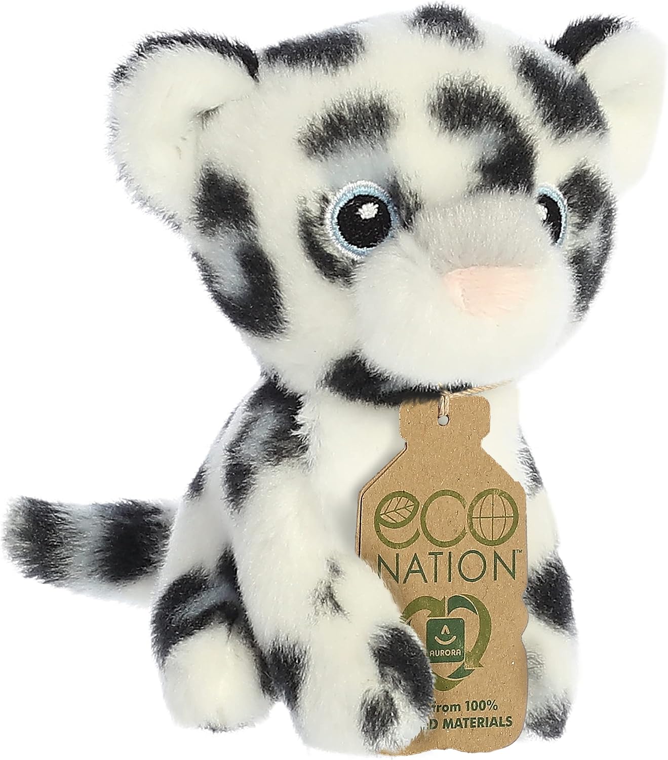 Aurora® Responsibly Made Eco Nation™ Snow Leopard Stuffed Animal - Ideal for Playtime Adventures - Perfect for Birthdays or Just Because - White 5.5 Inches