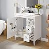 30 Bathroom Vanity with Ceramic Sink, Modern Bathroom Storage Cabinet with 1 Door and 3 Drawers, Solid Wood Frame Bathroom Vanities