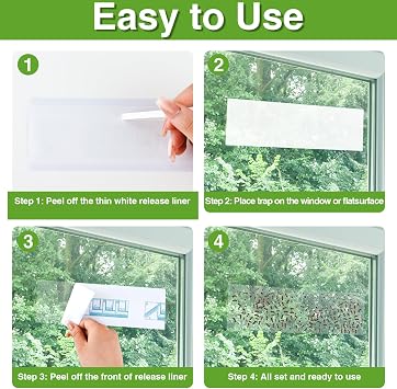 60 Pack Window Fly Traps, Window Fly Stickers Indoor, Sticky Fly Traps, Fly Catcher for Home