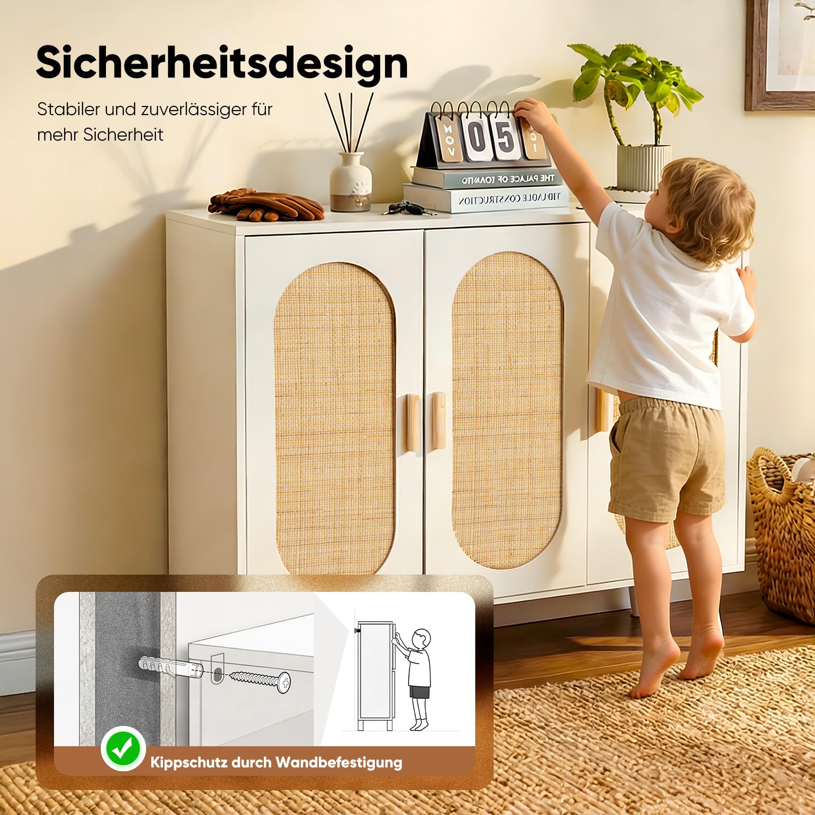 HOKEEPER Schuhschrank schmal, platzsparend | Schuhkipper, Kommode, Holz, mit Tür, Weiß, robuste MDF-Konstruktion, bietet Stauraum für mehrere Paar Schuhe