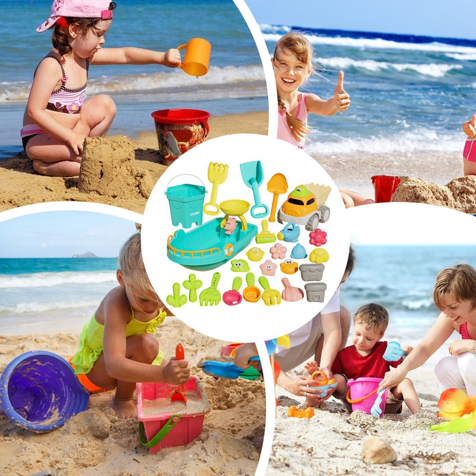 Podróżne zabawki piaskowe 25 Częściowe Gry Z Narzędziami Do Kopania | Zabawki piaskowe na plażę do basenu, wody, pływania, nurkowania, wakacji letnich, rodziny, na zewnątrz i w otwartym plenerze