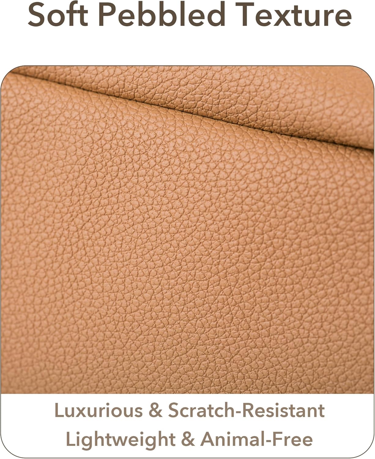 Classic Makeup Bag - Pebbled Faux Leather Travel Cosmetic Organizer, Water-Resistant Toiletry Bag with Handle, Luxury Gift for Women (Camel Brown)