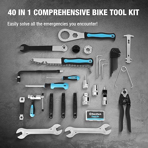 Miniatura 4 de DuraTech Kit de reparación de bicicleta de 40 piezas, kit de herramientas de bicicleta con estuche de transporte, accesorios de bicicleta para