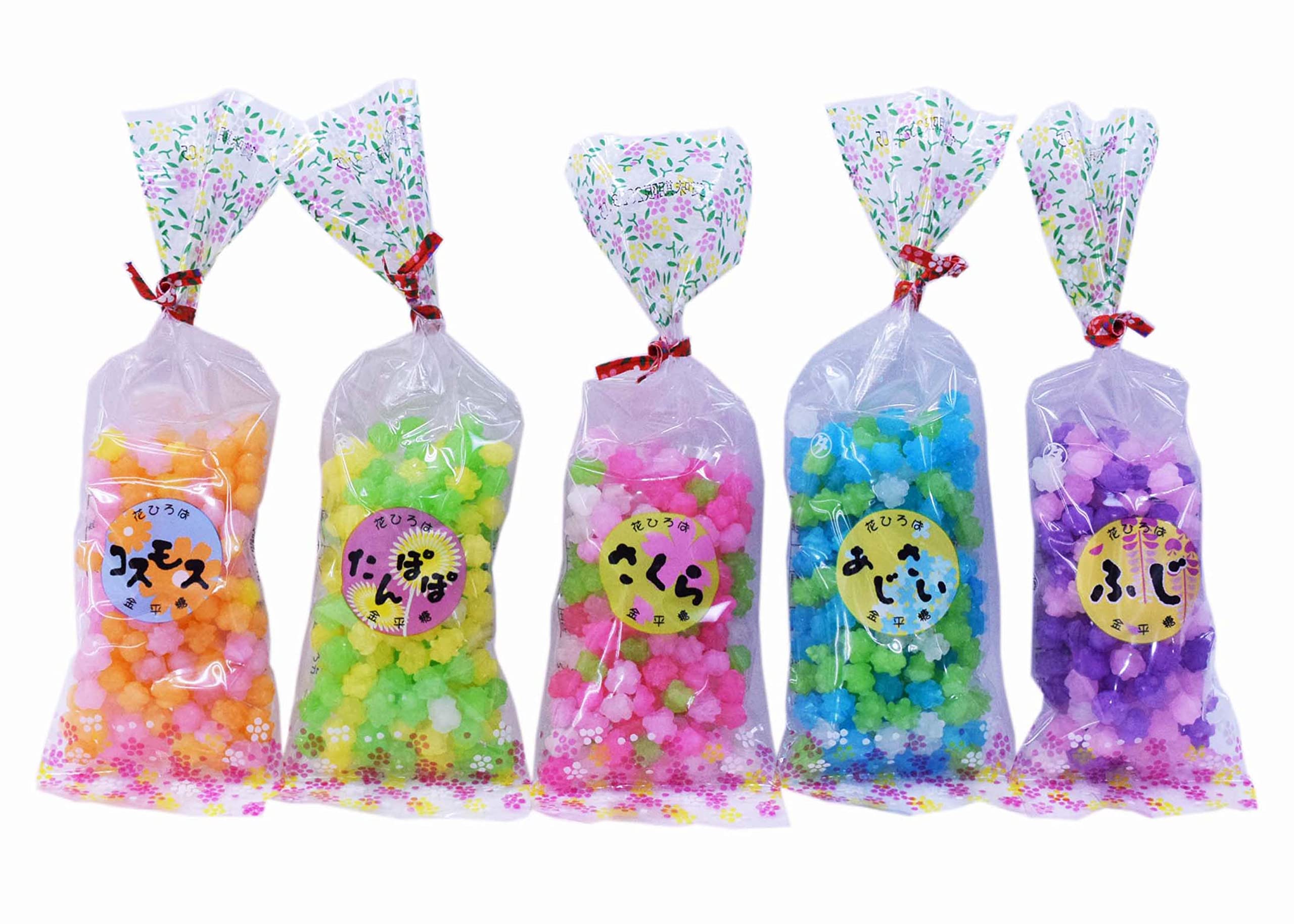 MARUTA Konpeito Japanese Traditional Cute Sugar Candy ''Hanahiroba''Assortment Pack ( a Set of 5 ) Pio big bazar, 1.76 ounces, 0.1764 Ounce