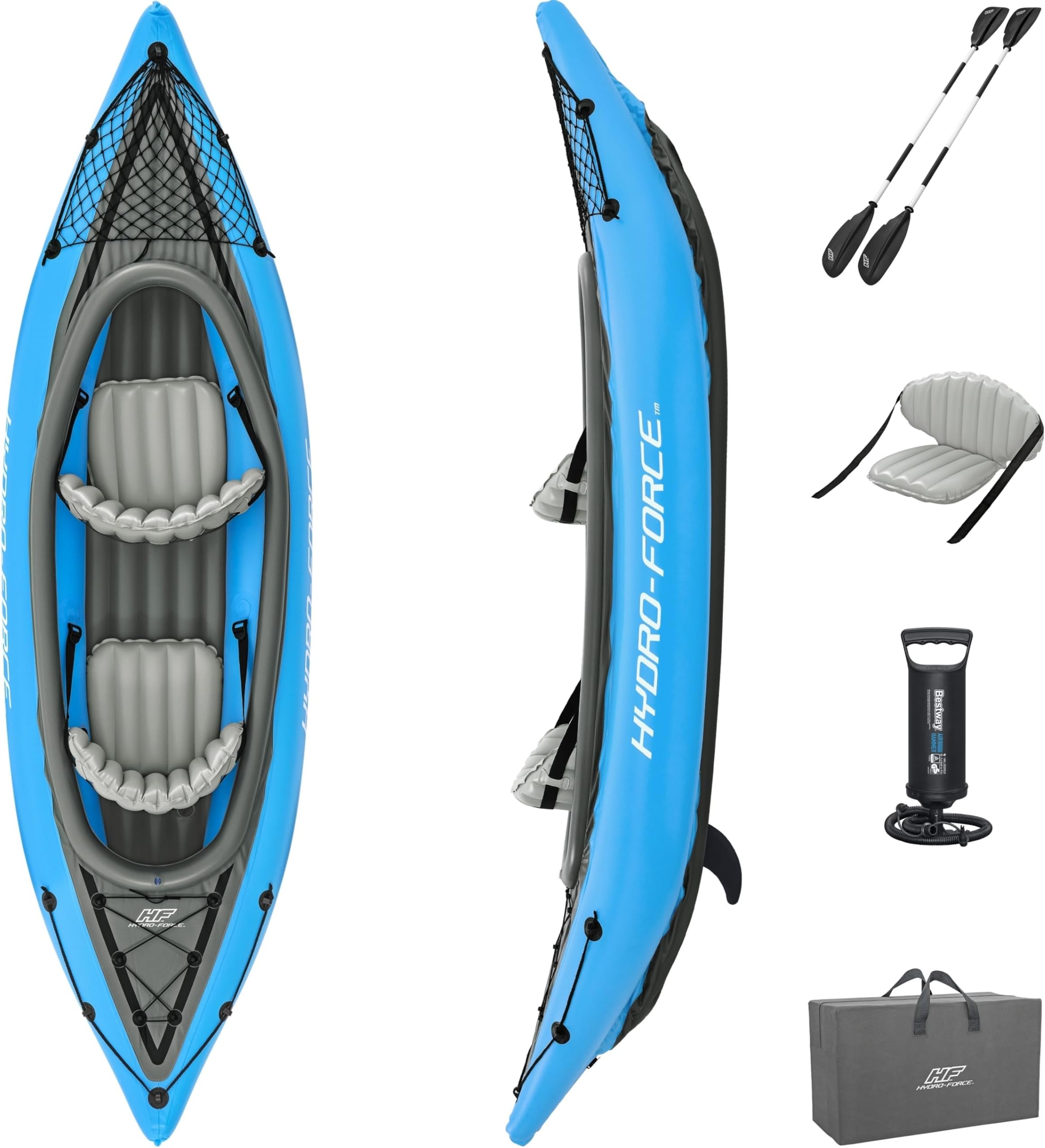 Bestway Hydro Force Inflatable Kayak Set | Includes Seat, Paddle, Hand Pump, Storage Carry Bag | Great for Adults, Kids and Families