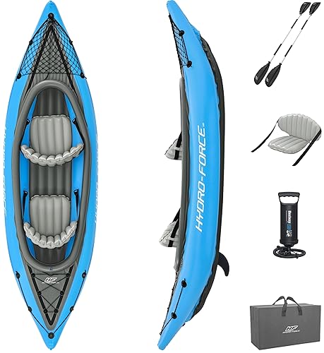 Bestway Hydro Force Inflatable Kayak Set | Includes Seat, Paddle, Hand Pump, Storage Carry Bag | Great for Adults, Kids and Families