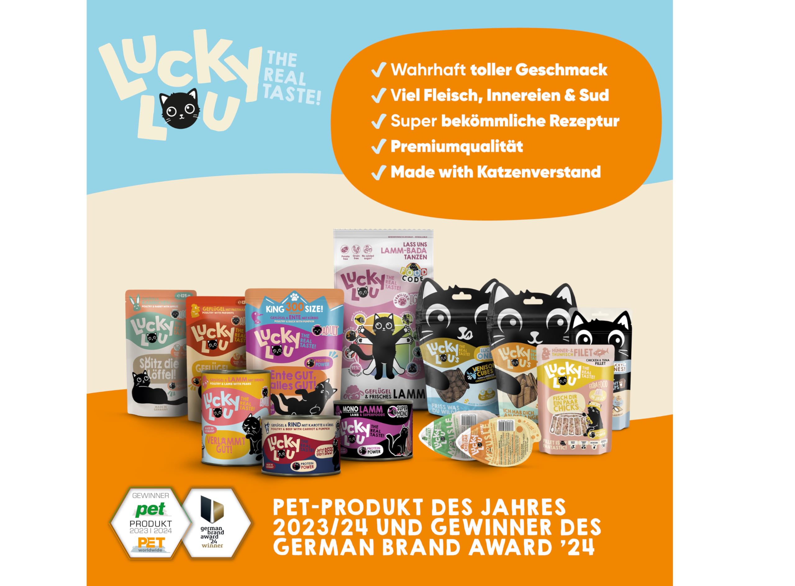 Lucky Lou Kitten Trockenfutter für Junge Katzen - 6 x 750g Geflügel & Huhn - Food Code Katzenfutter trocken für sterilisierte Katzen, ohne Getreide & Zucker