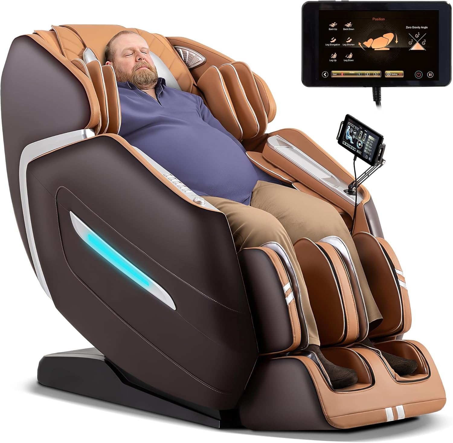 MassaMAX A580 2026 4D Massage Chair for Big & Tall People Full Body Massage Up to 6'10" & 500 lbs, Cloud Upgrade, APP Control, 27 Modes, 59" SL Track, Auto Footrest Extension, and Heating (Brown) Beta